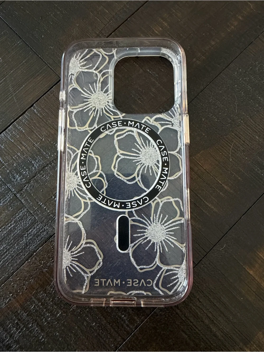 case-mate Clear Floral iPhone 16 Pro Case with Silver & Gold Accents